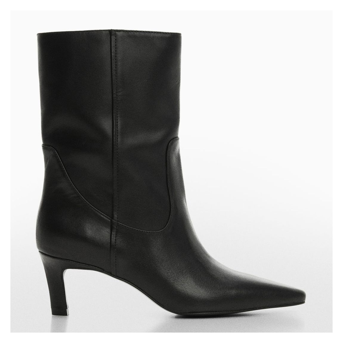 Black Yuna Leather Kitten Heeled Boots main product photo