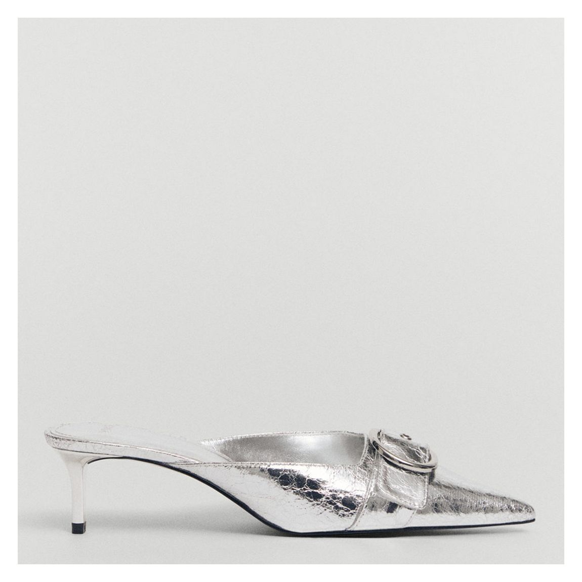 Silver Doty Metallic Kitten Heeled Mules main product photo