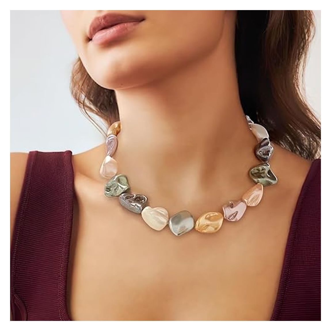 18K Gold Multi Color Baroque Statement Necklace main product photo