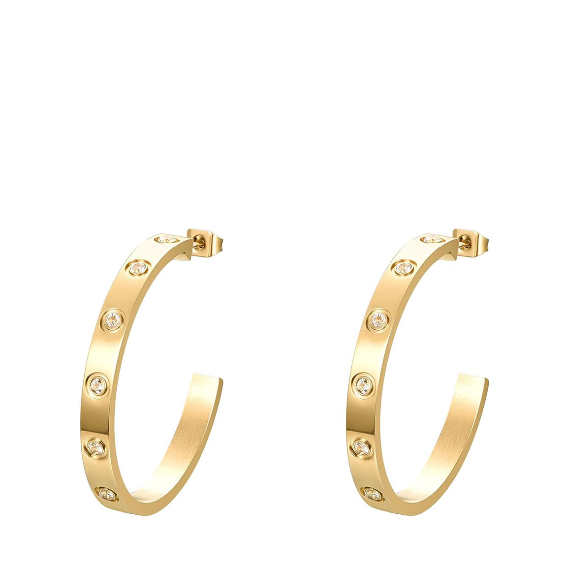 18K Gold Large Hoop Embelisshed Earrings main product photo