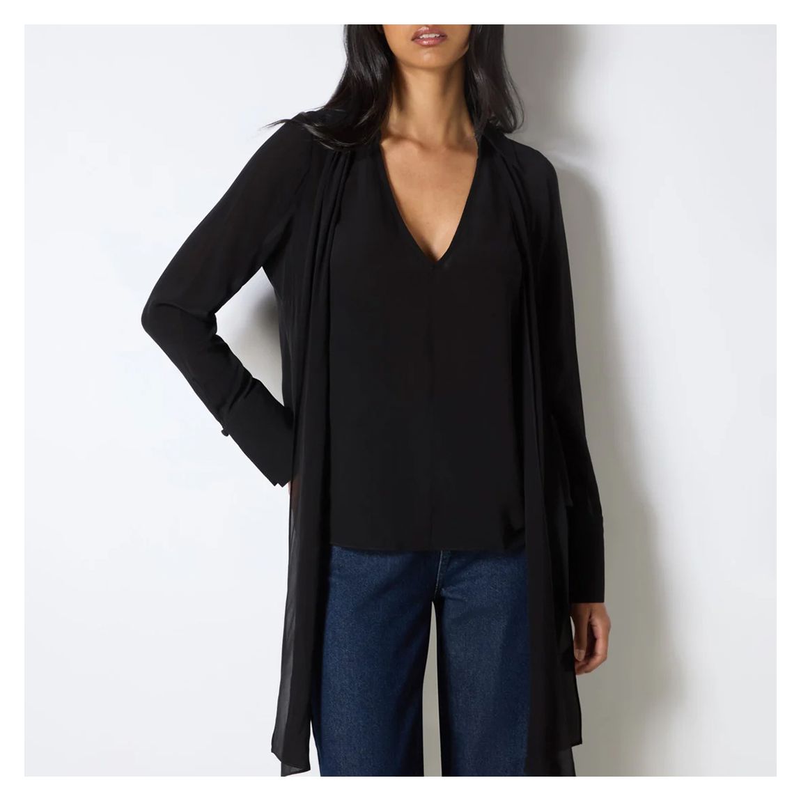 Black Tie Neck Blouse main product photo