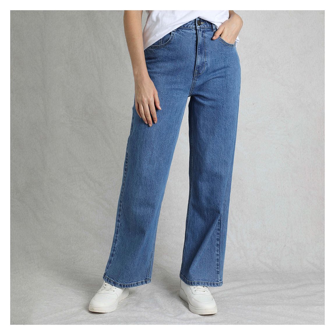 Mid Blue Wide Leg Denim Jean main product photo