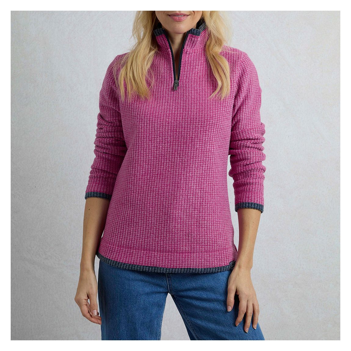 Raspberry Eco 1/4 Zip Grid Fleece main product photo