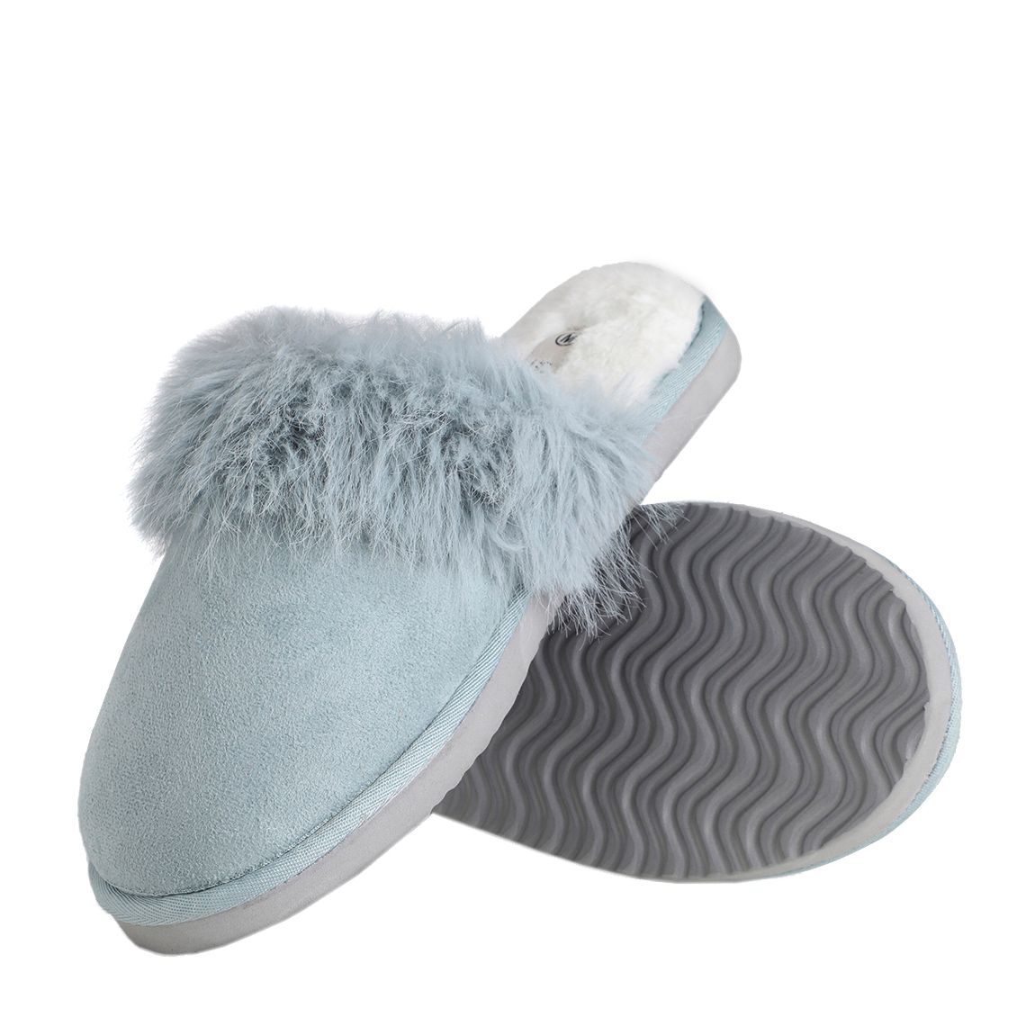 Baby Blue Willow Mule Fluffy Slippers main product photo