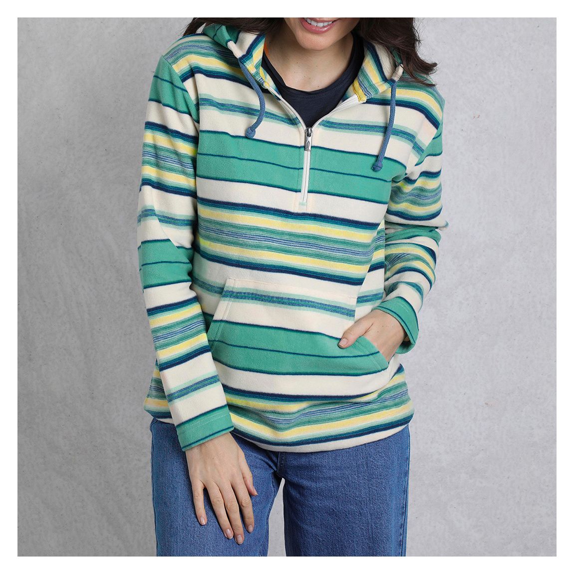 Multi 1/4 Zip Stripe Micro Fleece Hoody main product photo