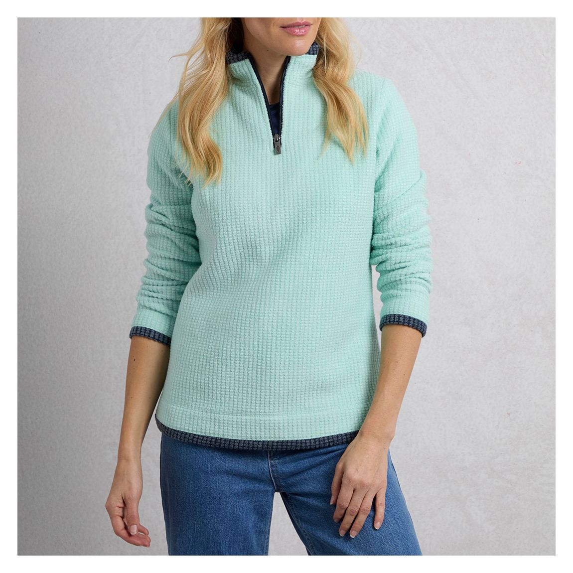Sky Blue Eco 1/4 Zip Grid Fleece main product photo