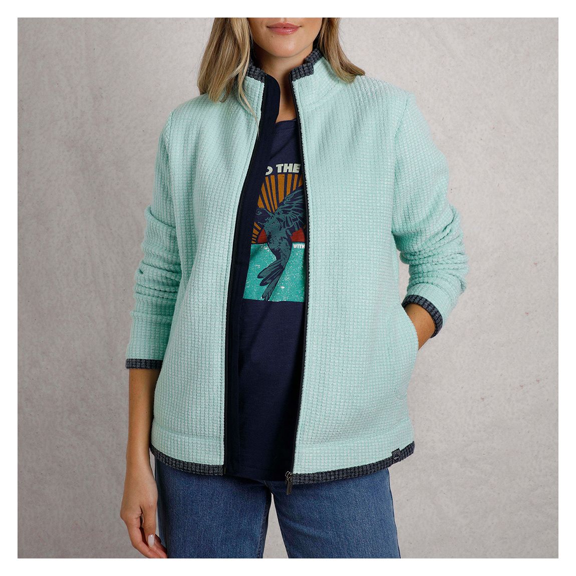 Sky Blue Eco Full Zip Grid Fleece main product photo