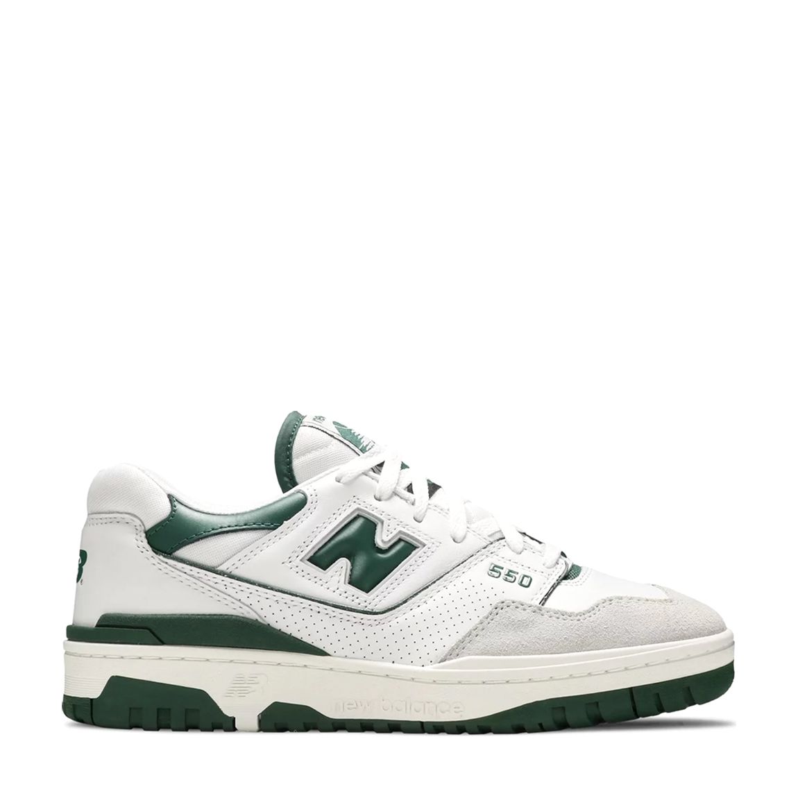Unisex White/Green New Balance 550 Trainers main product photo