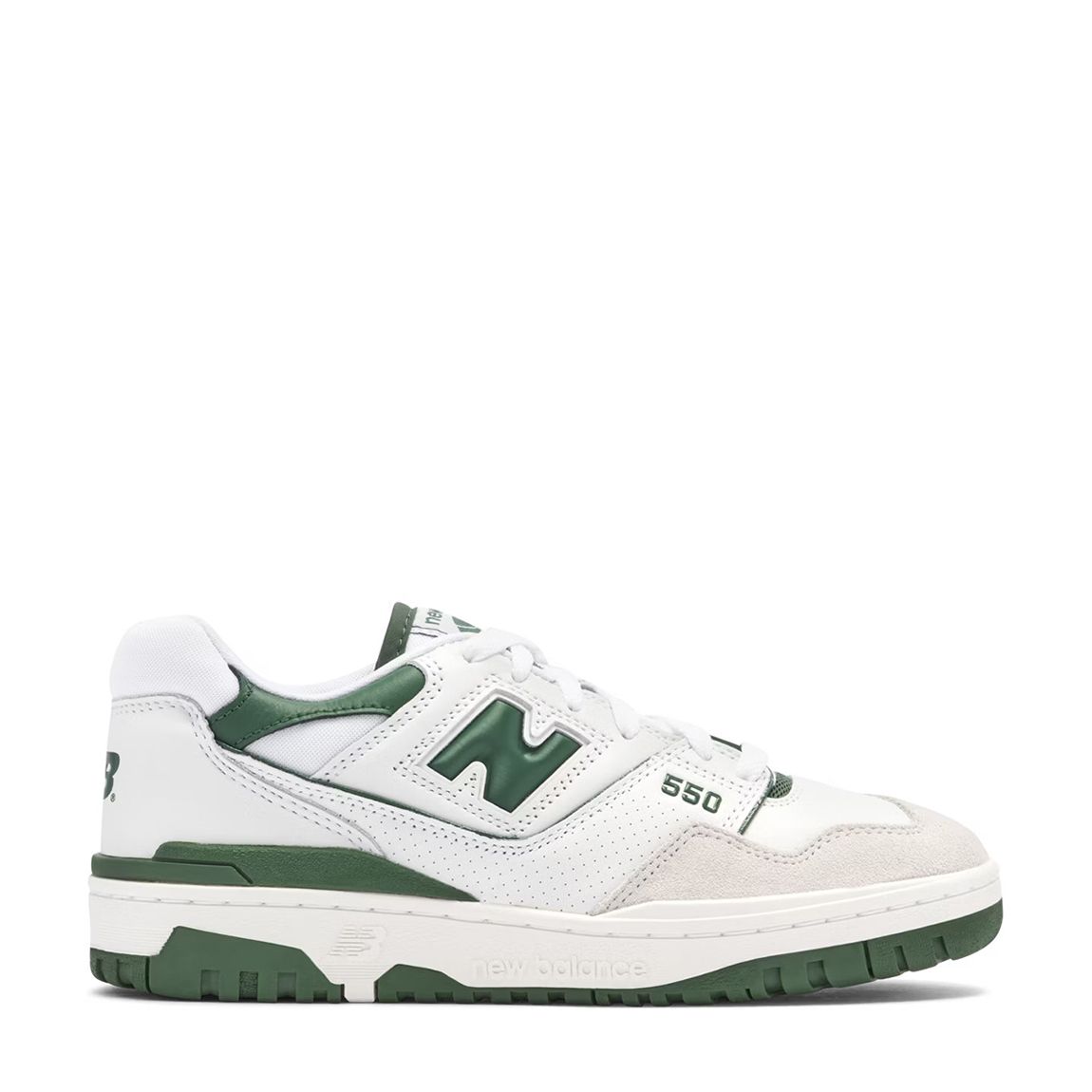 Unisex White Green New Balance 550 Trainers main product photo