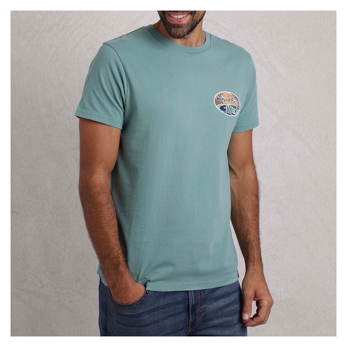 Turquoise Land and Sea Back Print Graphic T-Shirt main product photo