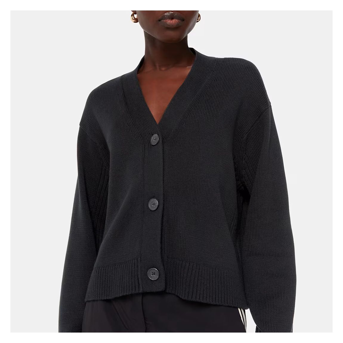 Black Nina Button Front Cardigan main product photo