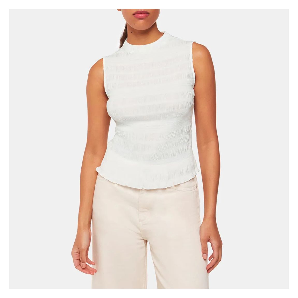 White Plisse Sleeveless Top main product photo