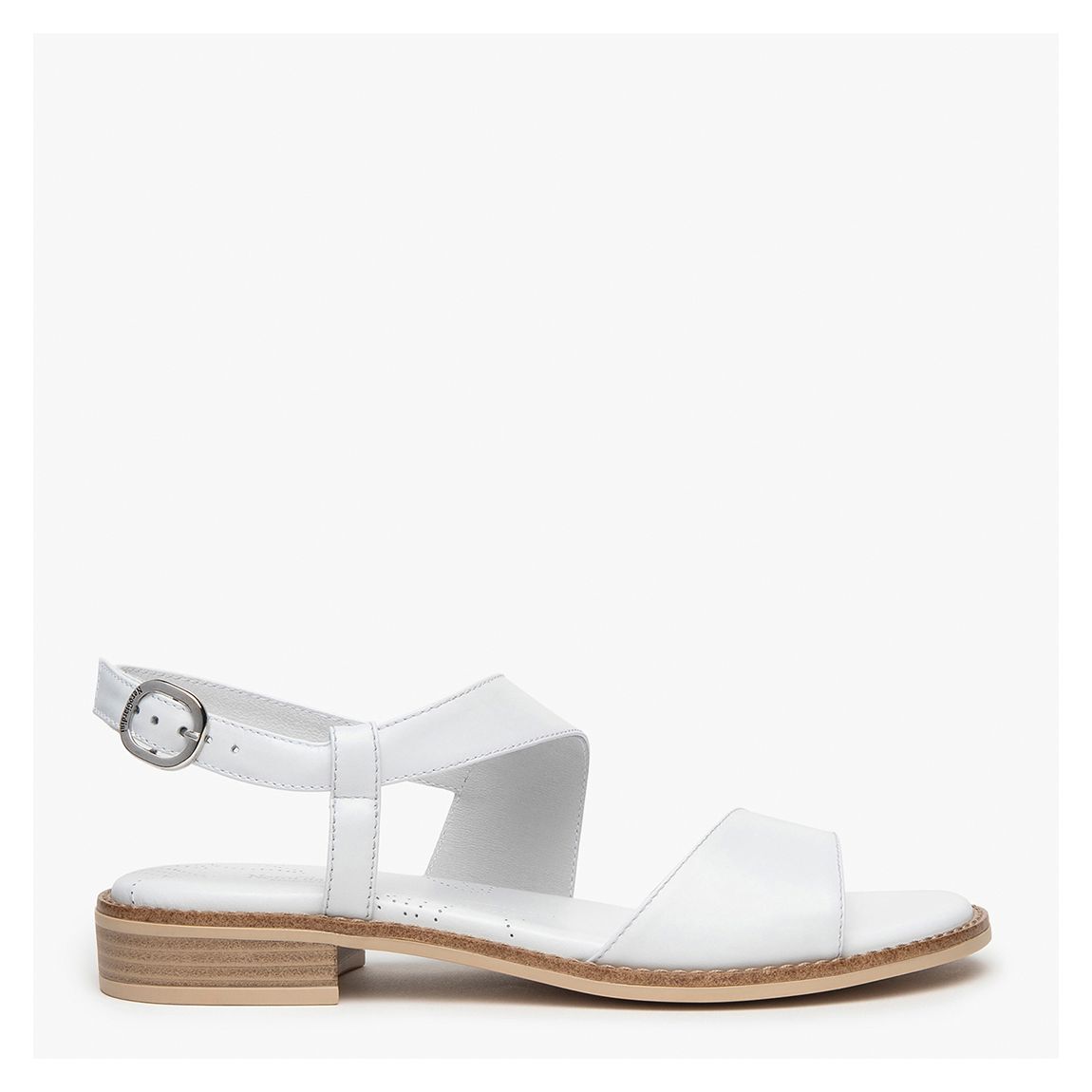 White Leather Flat Sandals main product photo