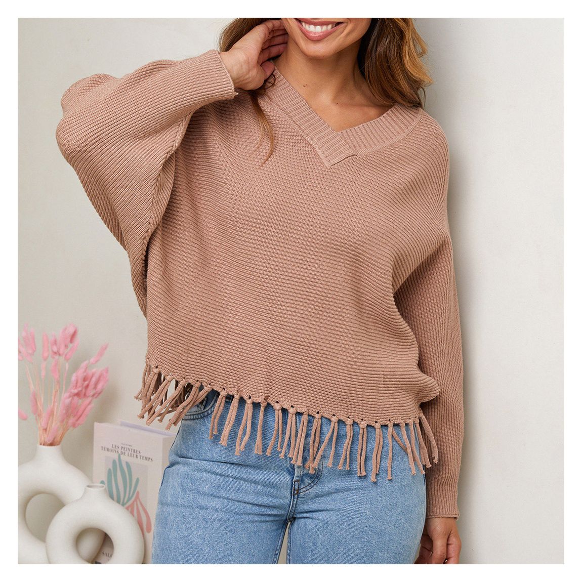Blush V-Neck Cashmere Blend Jumper main product photo