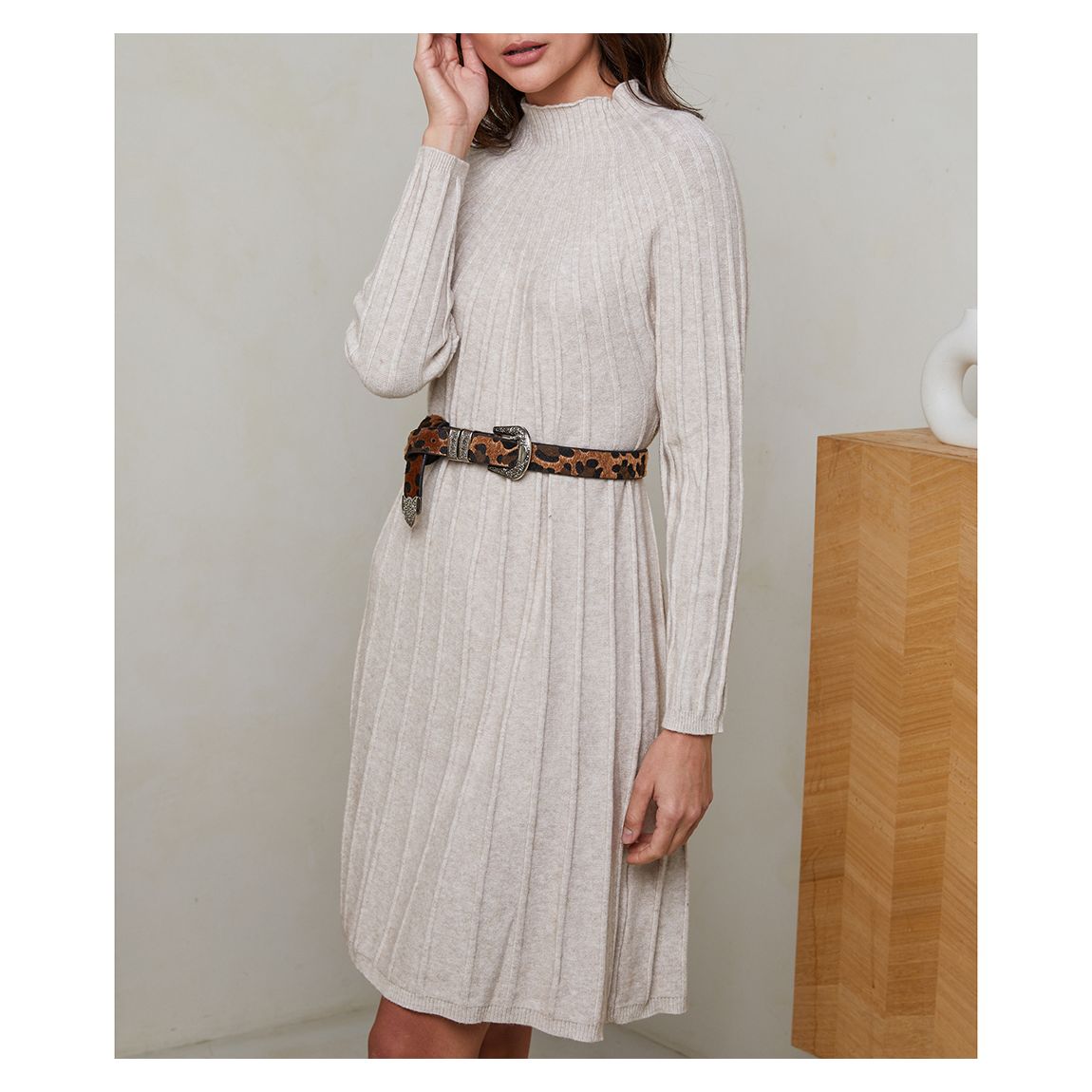 Stone Ribbed Cashmere Blend Dress main product photo