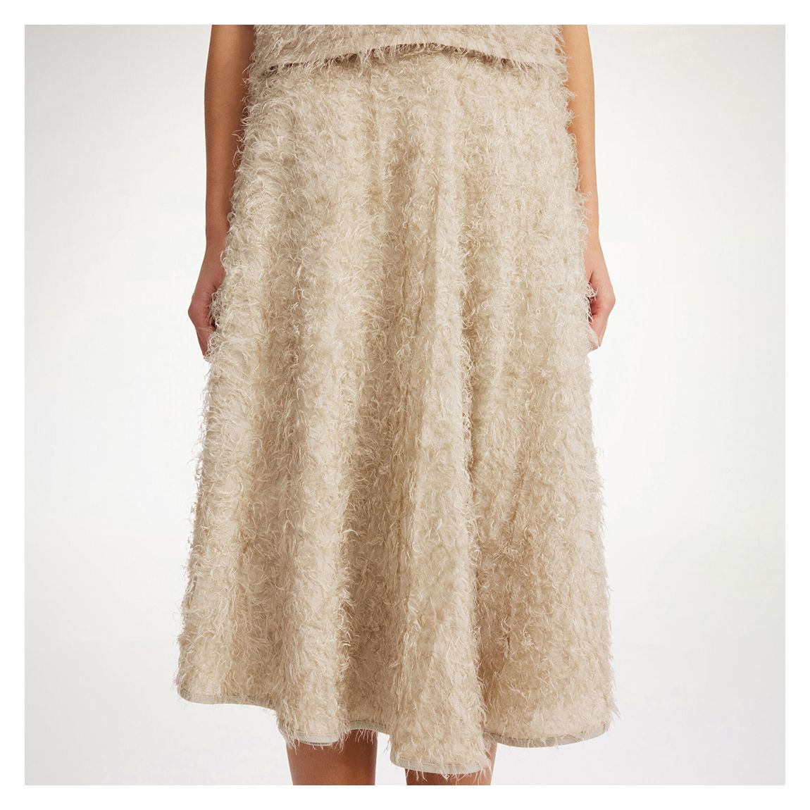 Ecru Dixia Fluffy Midi Circle Skirt main product photo