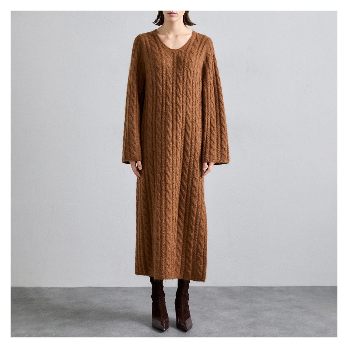 Coffee Wool Blend Lovella Knit Midaxi Dress main product photo