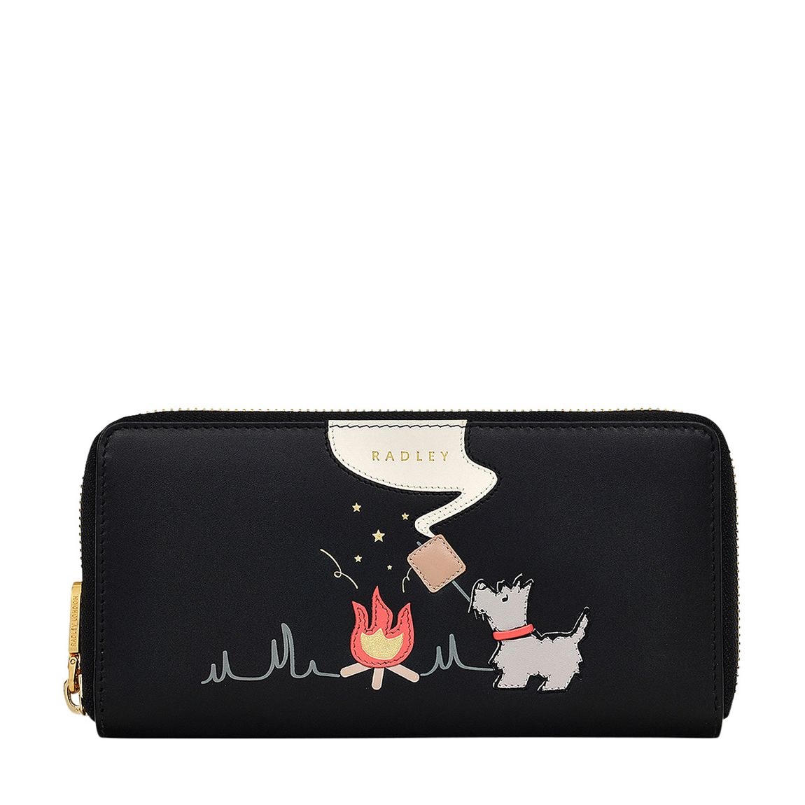 Black Appliqué Large Zip Around Matinée Purse main product photo
