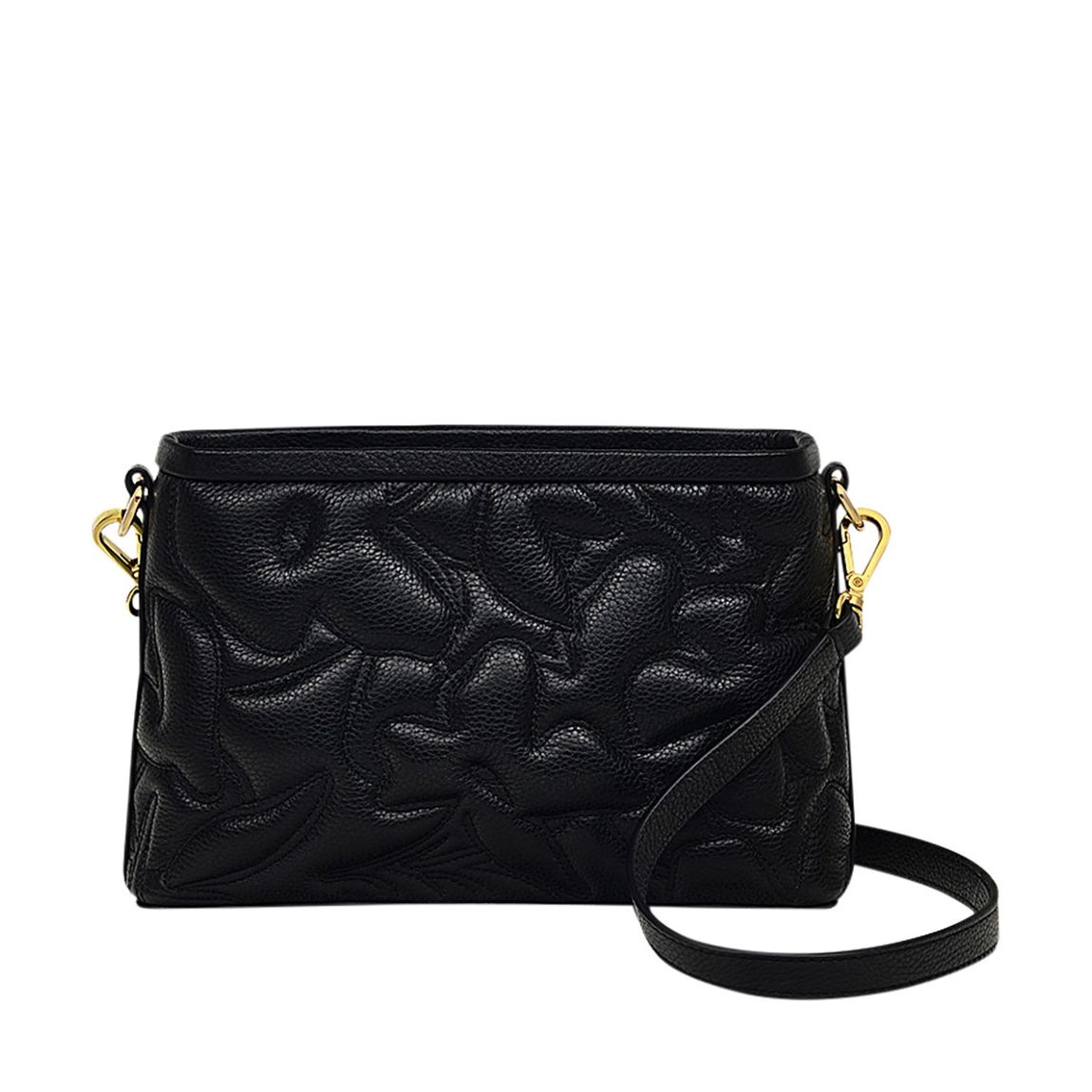 Black Leather Small Open Top Crossbody main product photo