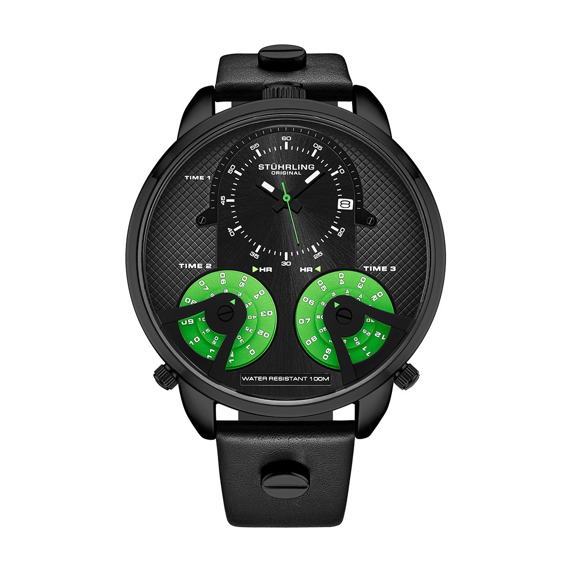 Black Men's Triple Time Quartz Watch 50mm main product photo