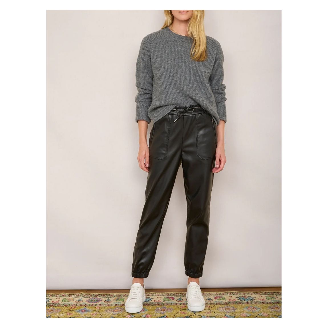 Black Aniyah Faux Leather Trouser main product photo