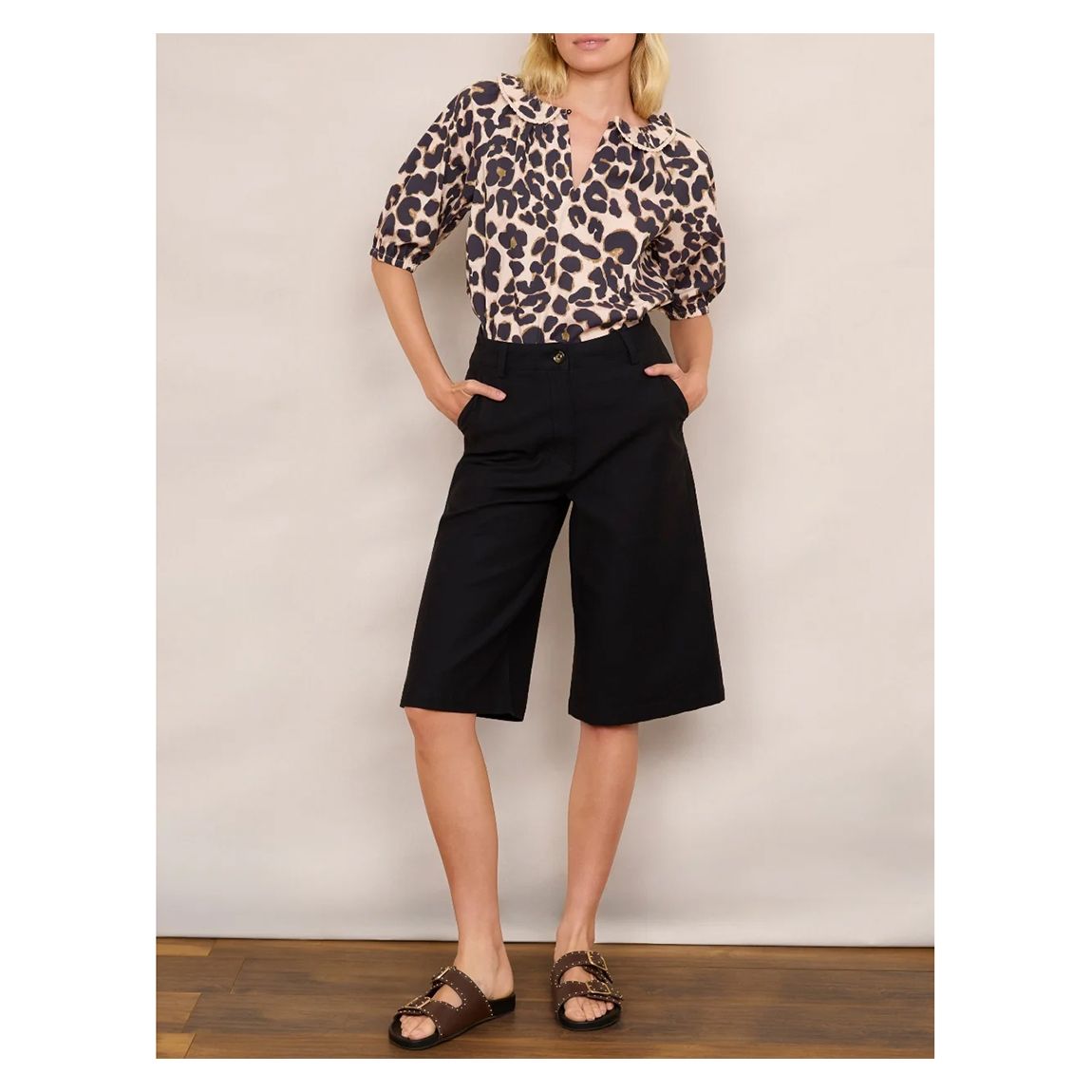 Blue/Black Cleo Cotton Culotte main product photo