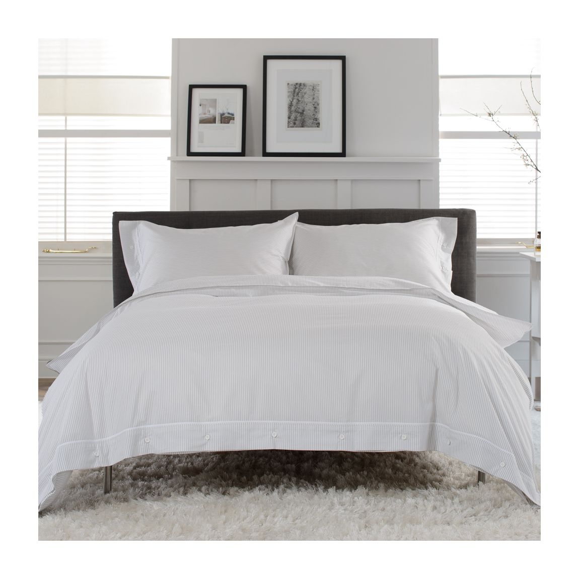 Southport 100% Cotton Cuffed Finish Duvet Cover Set Grey Single main product photo