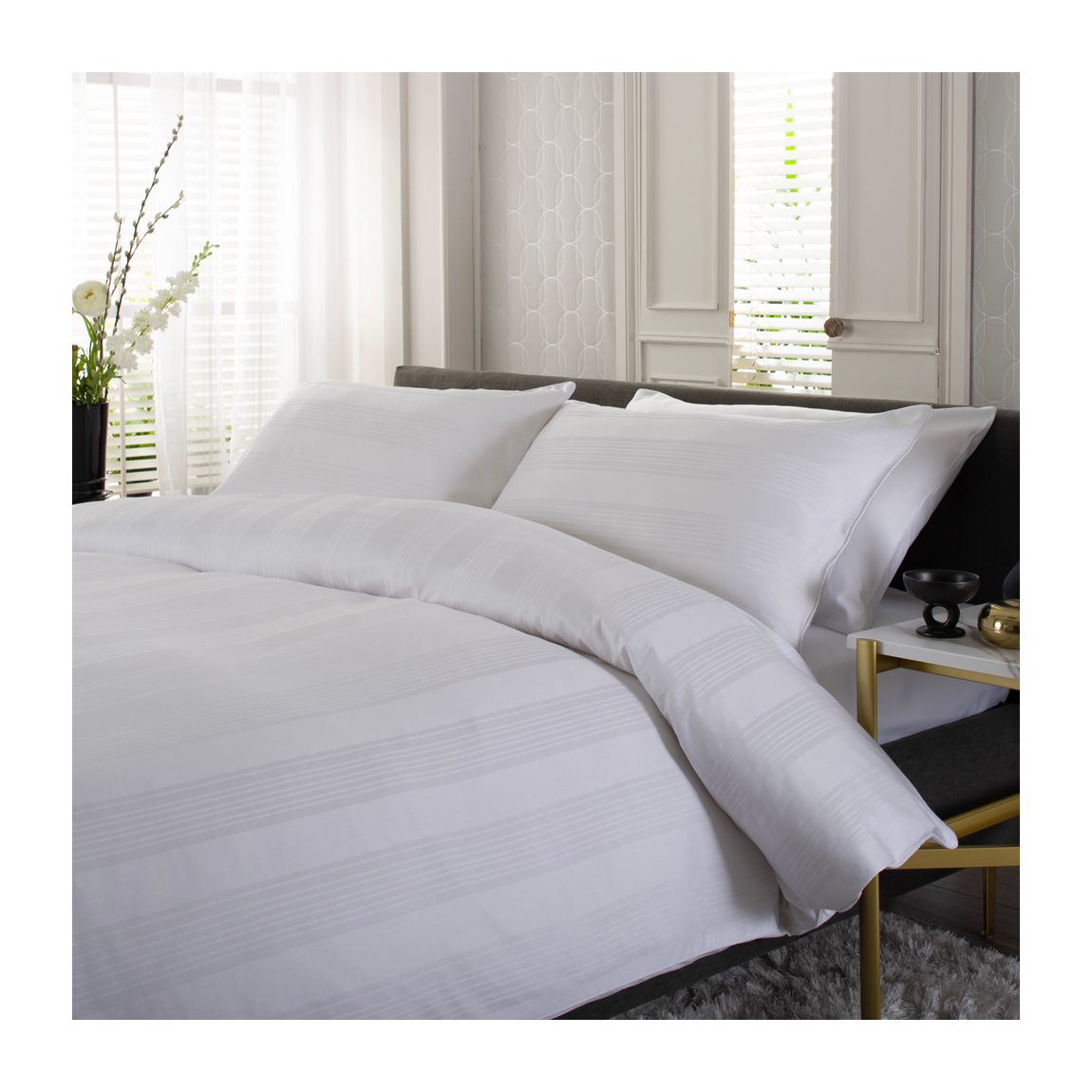 Stockholm 220TC Sateen Striped 100% Cotton Duvet Cover Set King main product photo