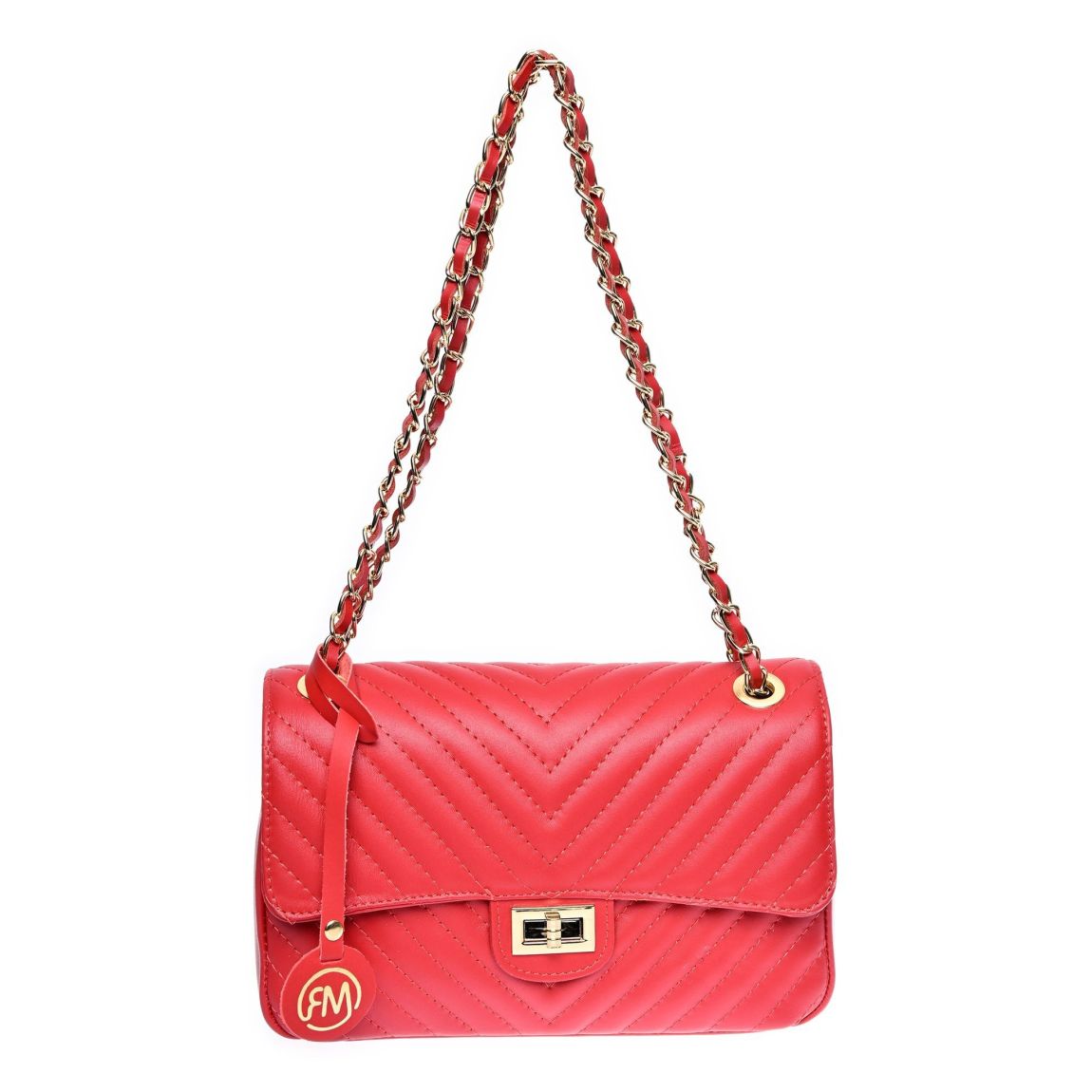 Red Italian Leather Shoulder Bag main product photo