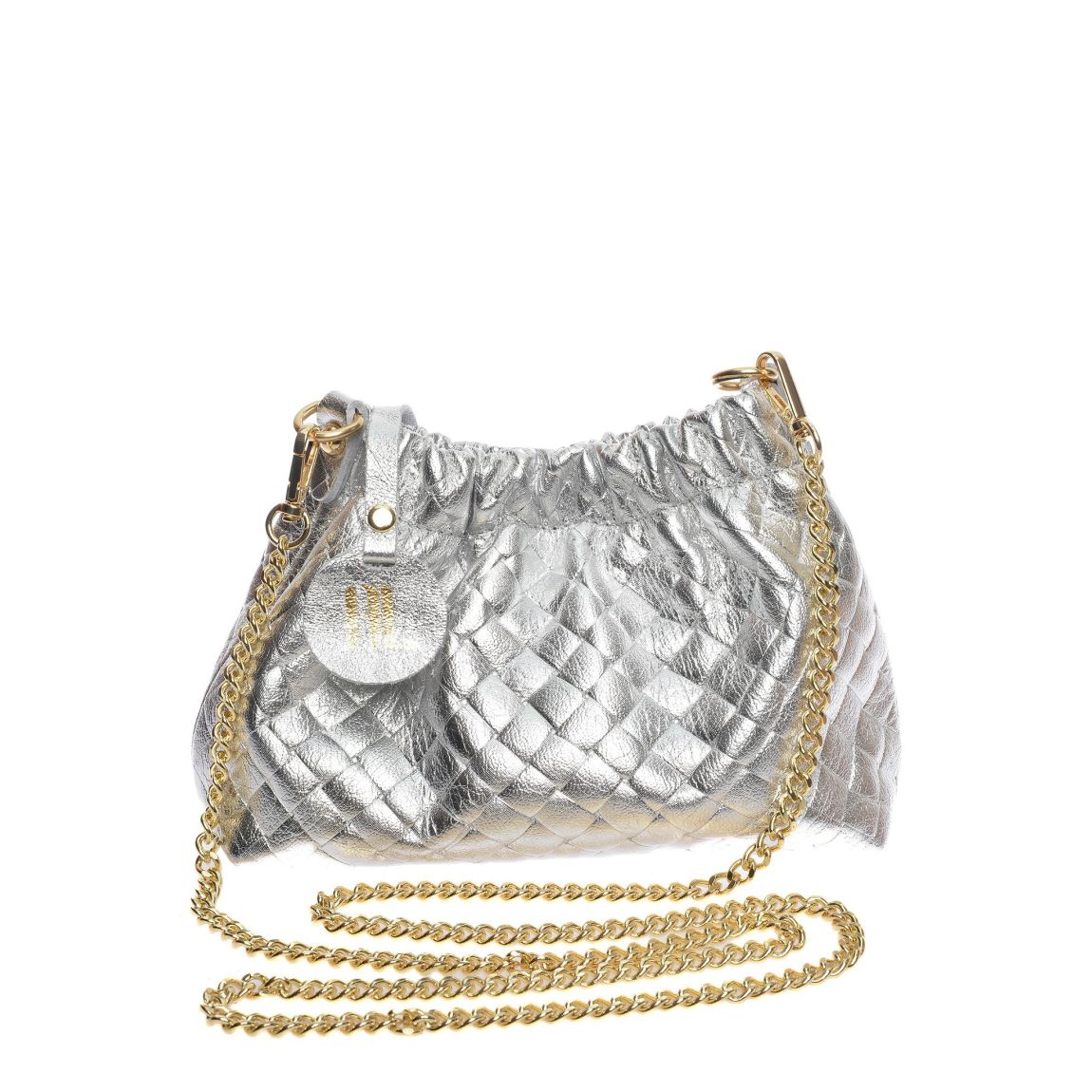 Silver Italian Leather Crossbody Bag main product photo