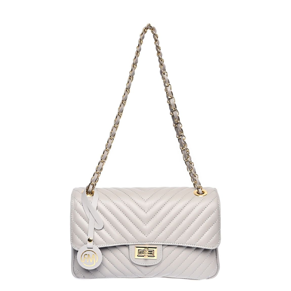 Grey Italian Leather Shoulder Bag main product photo