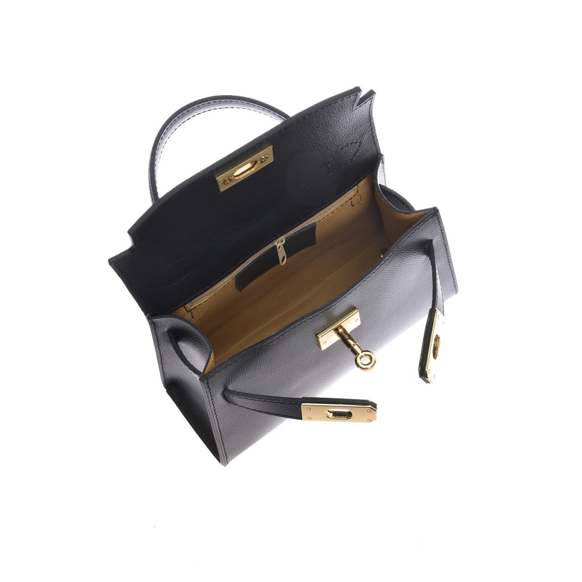 Black Italian Leather Crossbody Bag main product photo