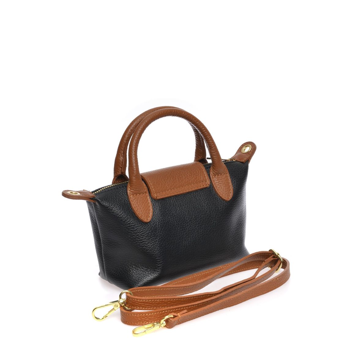 Black Italian Leather Crossbody Bag main product photo