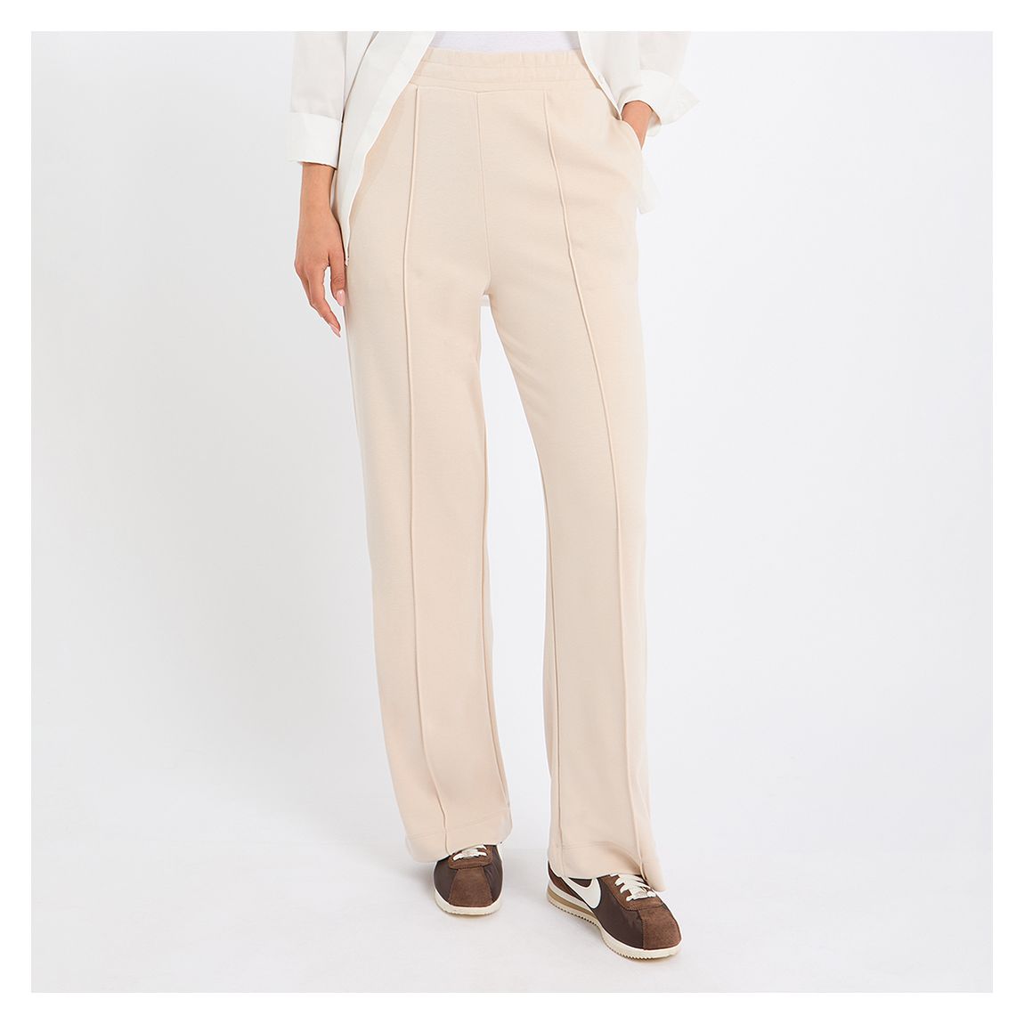 Beige Meagan Wide Leg Joggers main product photo