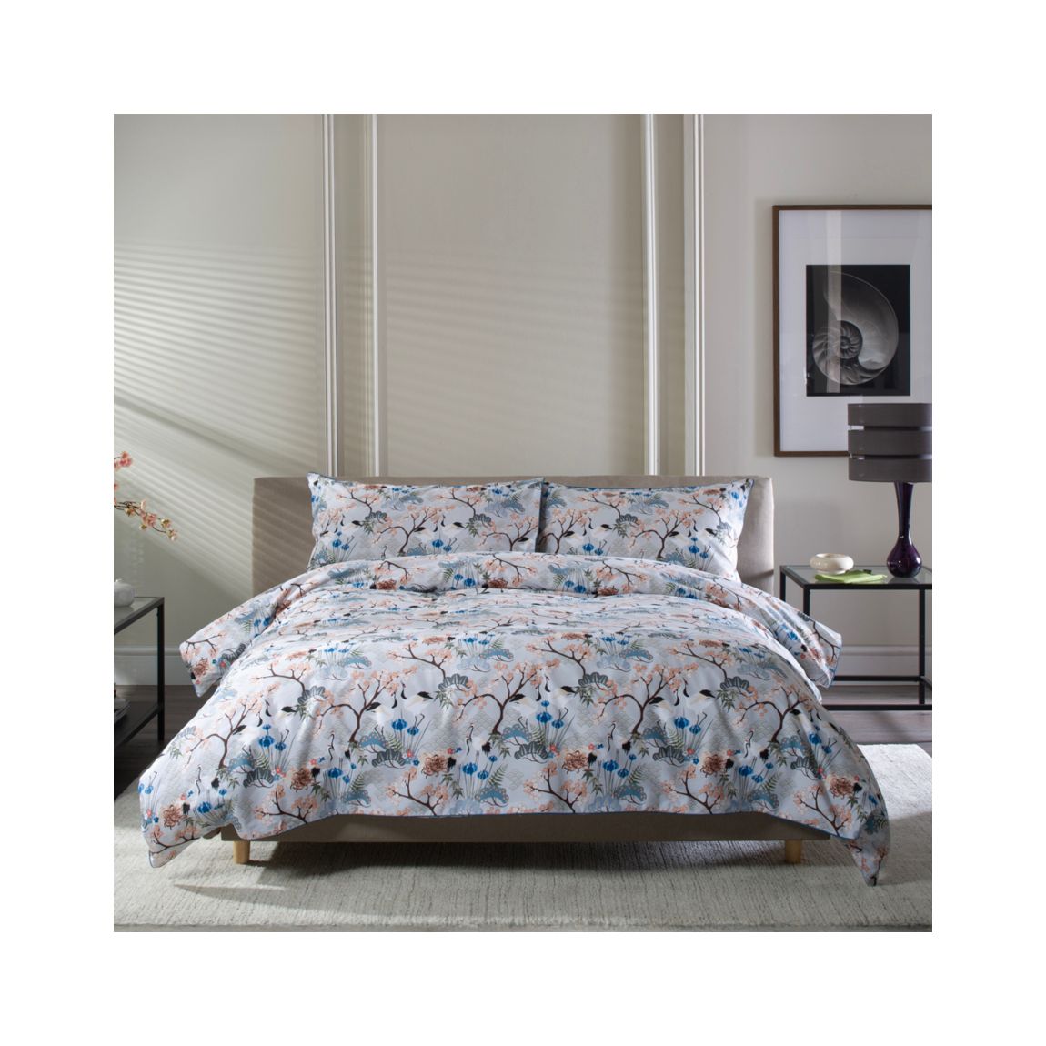 Japanese Kyoto 100% Cotton Duvet Cover Set with Piped Edging Single main product photo