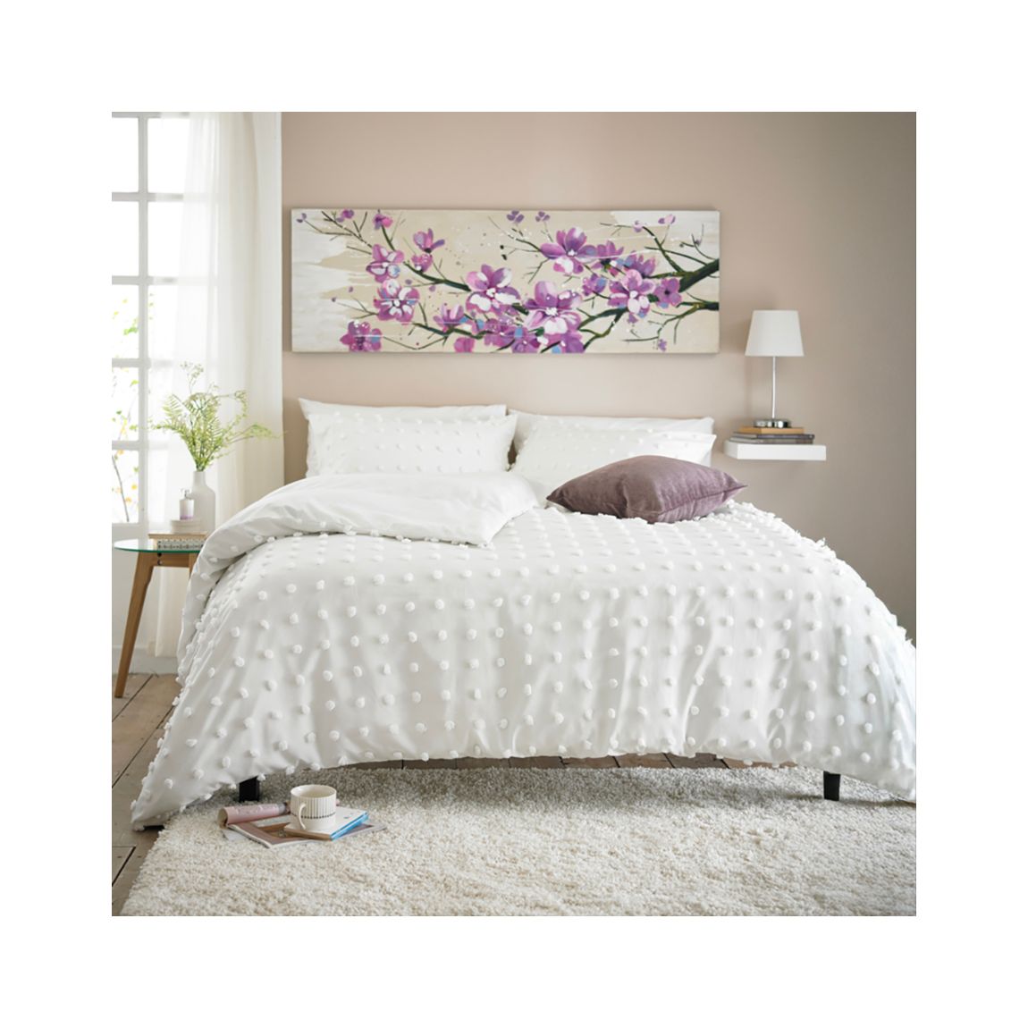 Fluffy Dots Tufted Microfibre Bobbled Duvet Cover Set White Single main product photo