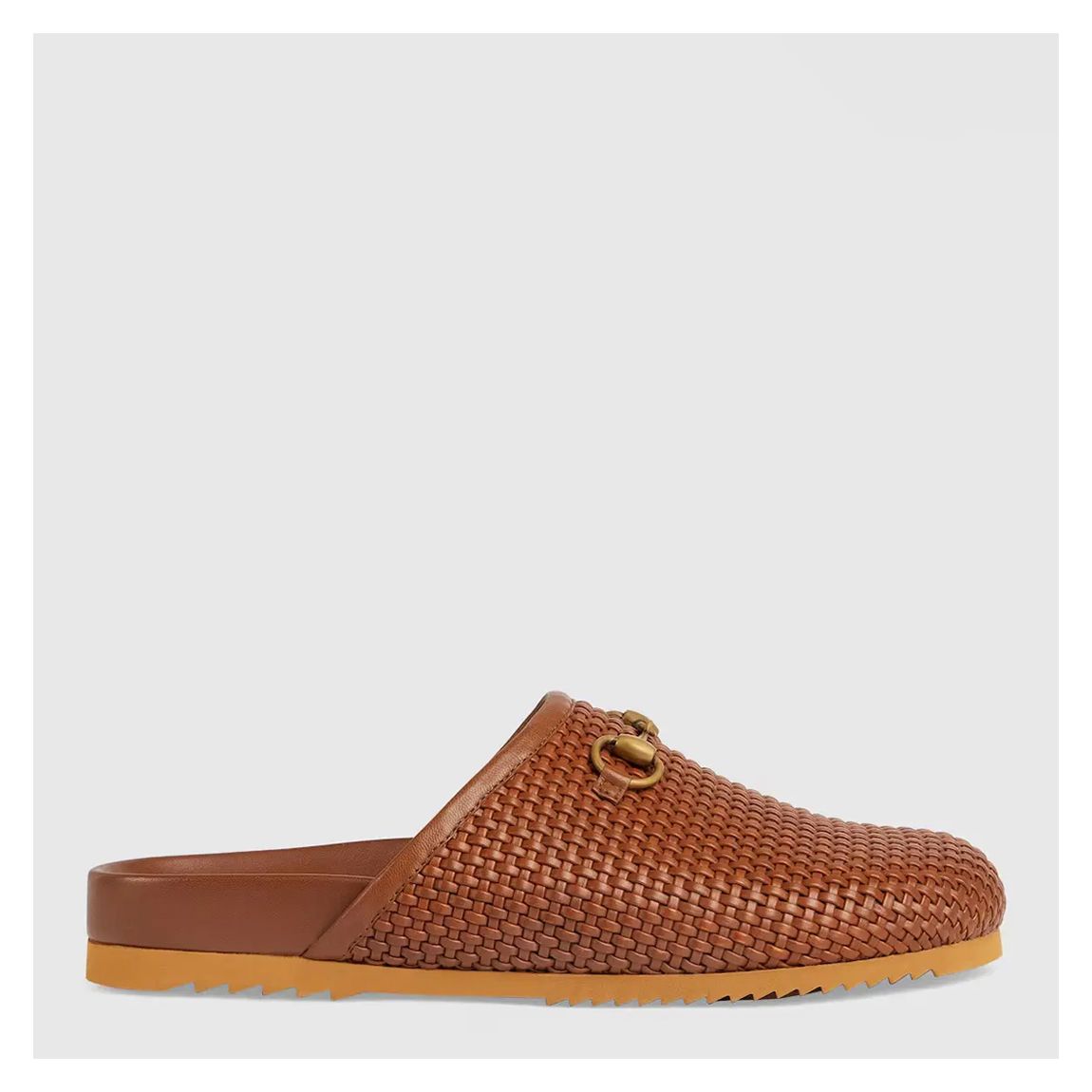 Men's Brown Leather Crochet Slip On Shoe main product photo