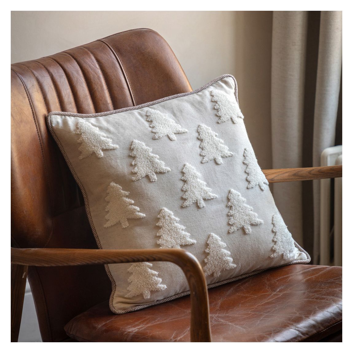 Woodland Embroidered Tree 45x45cm Cushion main product photo