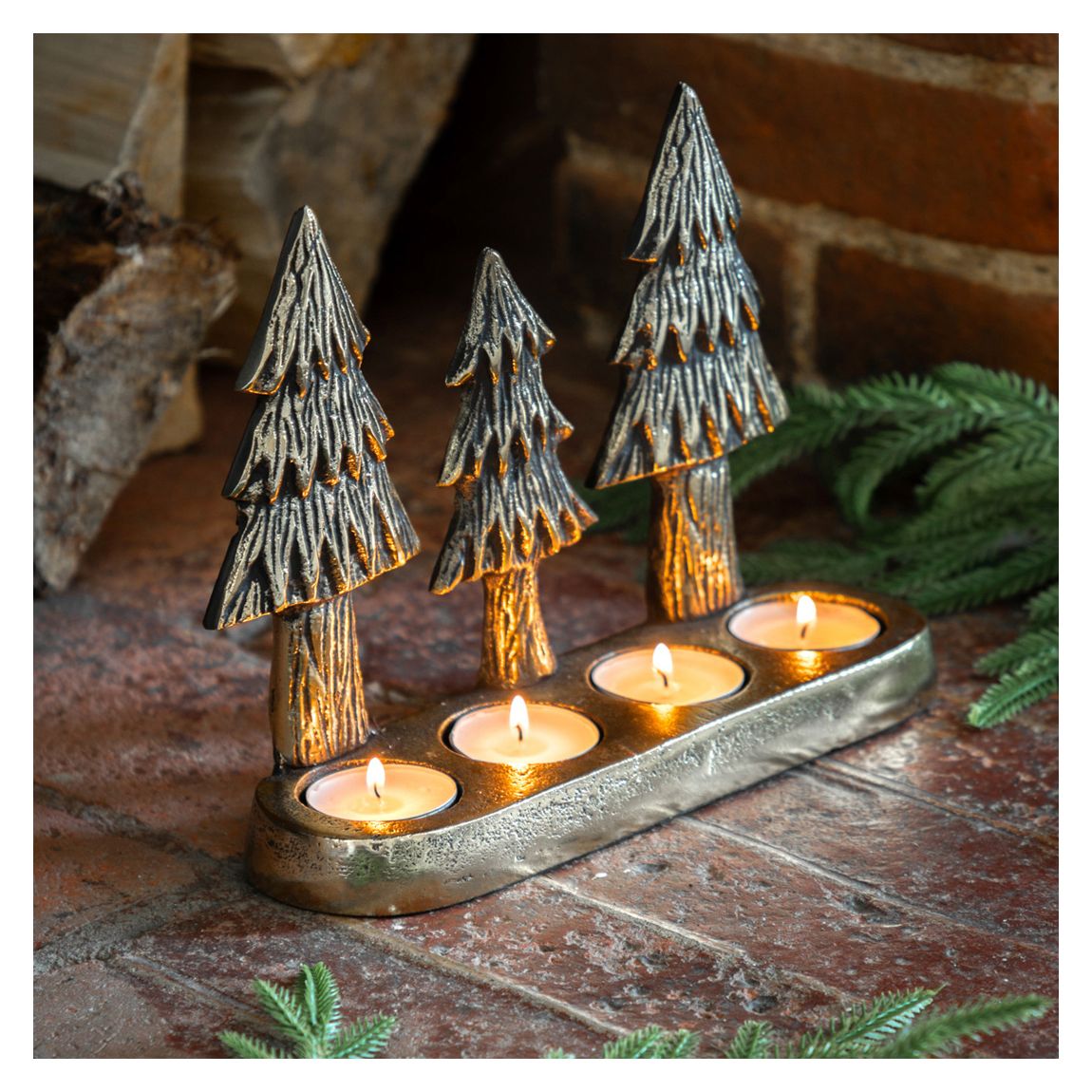 Xmas Tree Tealight Holder, Gold main product photo