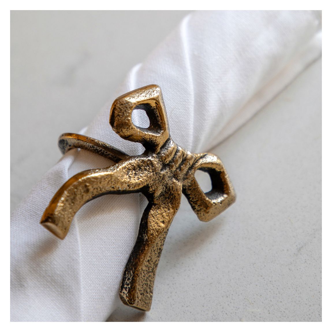 Set of 4 Bow Napkin Ring, Antique Gold main product photo