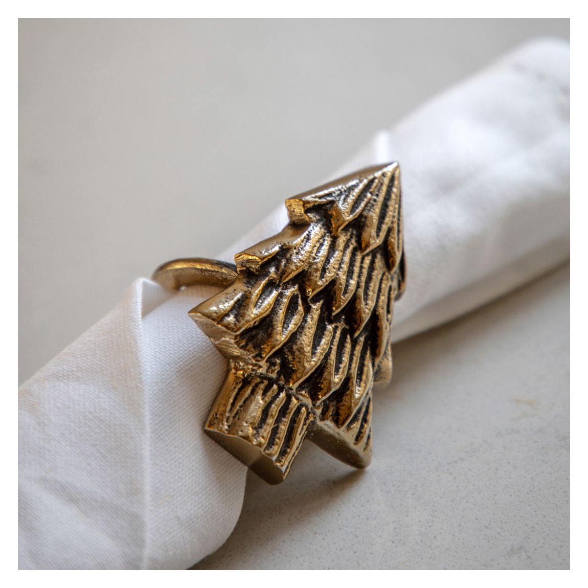 Set of 4 Christmas Tree Napkin Rings, Gold main product photo