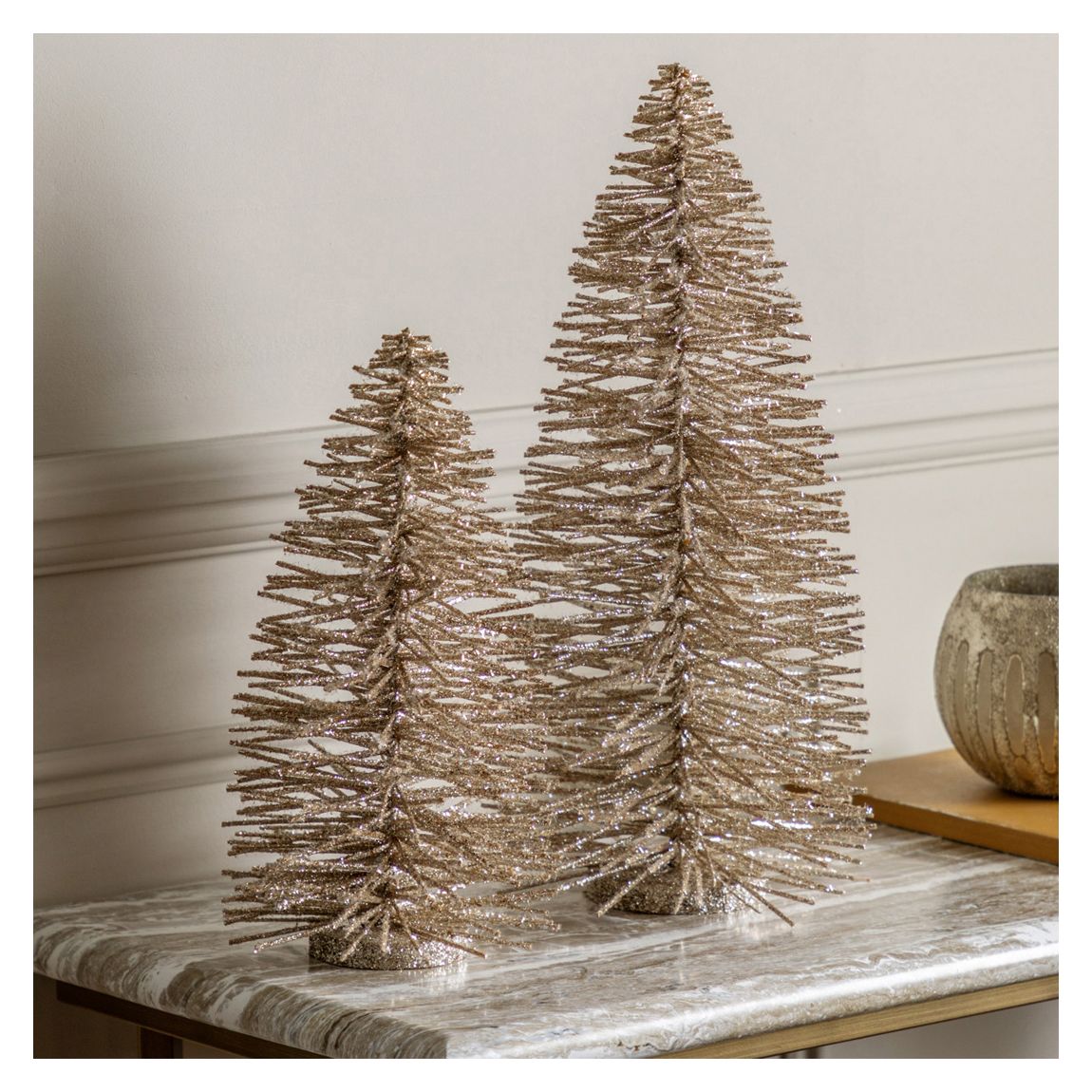 Glittered Brush Large Tree, Champagne main product photo