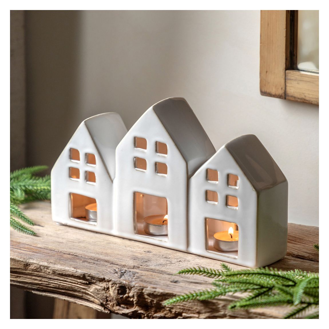 Pearly White Houses Tealight Holder main product photo
