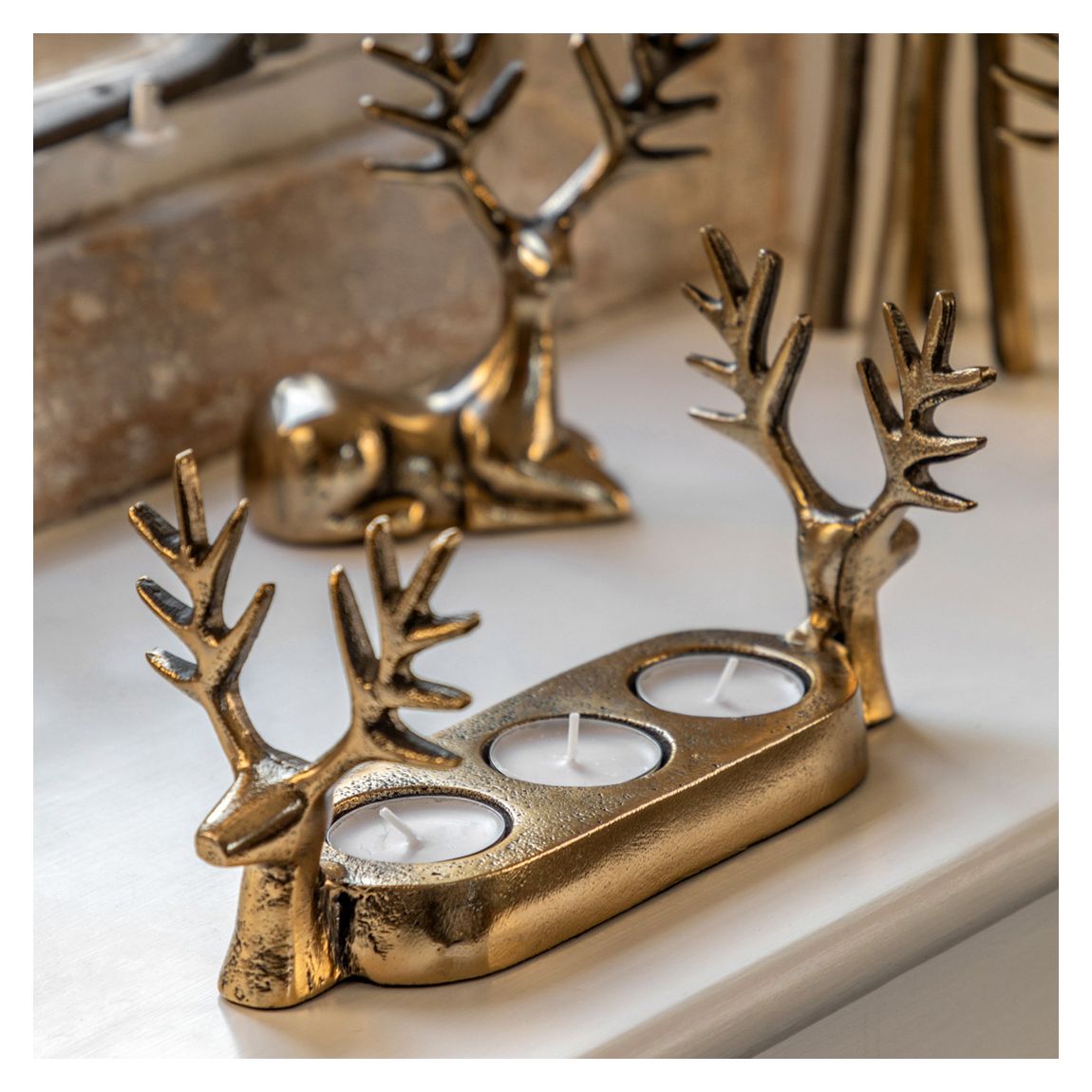 Stag Trio Tealight Holder, Gold main product photo