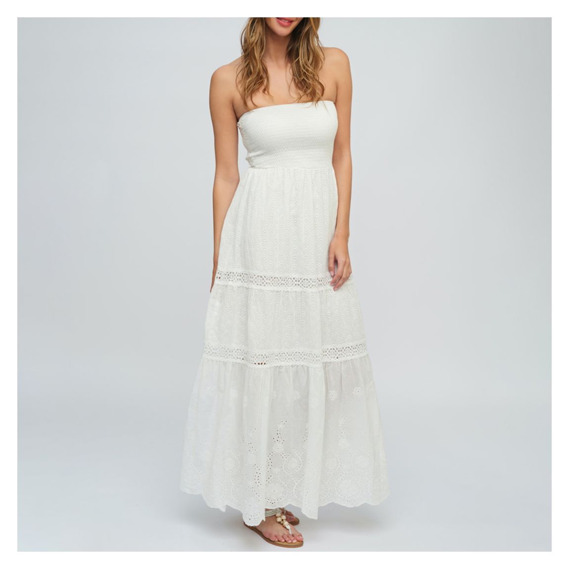 White Zahara Maxi Dress main product photo
