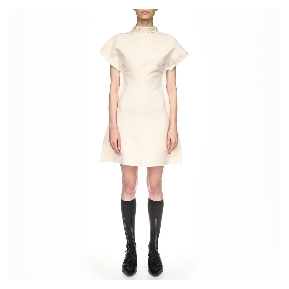 Ivory Linen Blend Embroidered Mini Dress main product photo
