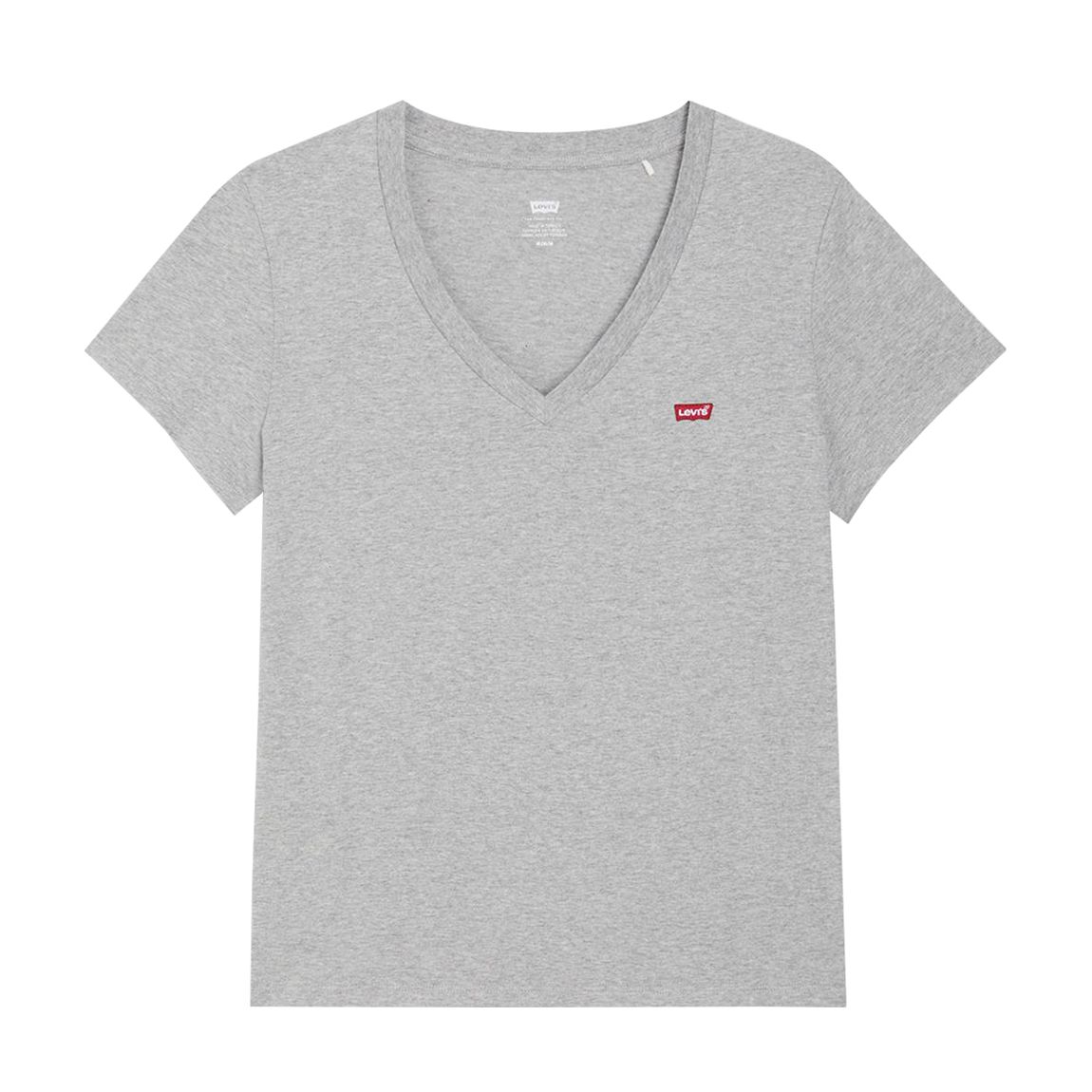 Grey V-Neck Embroidred Cotton T-Shirt main product photo