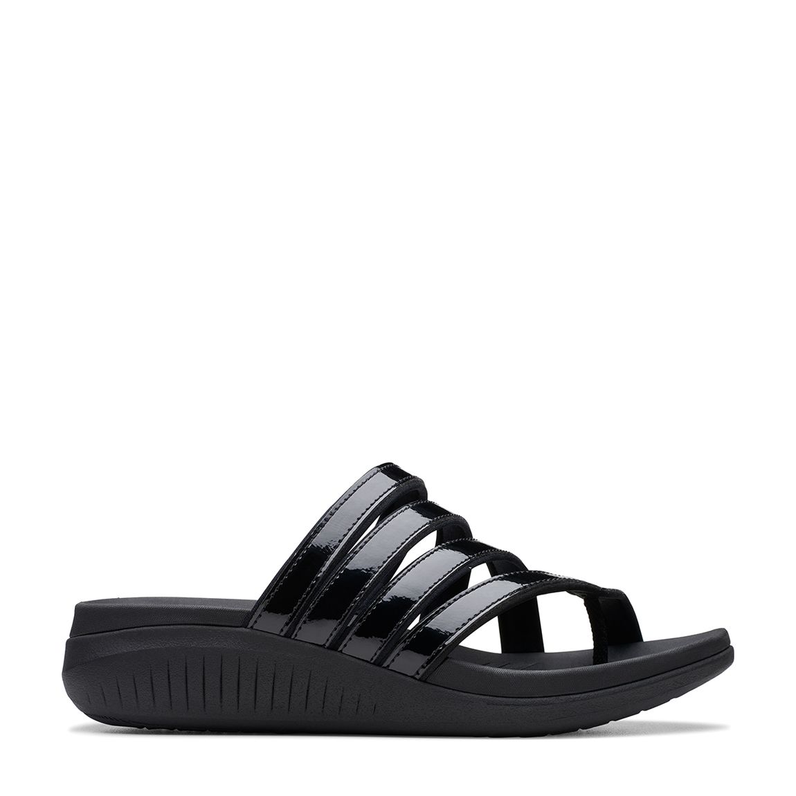 Black Glide Hi Patent Flat Sandals main product photo