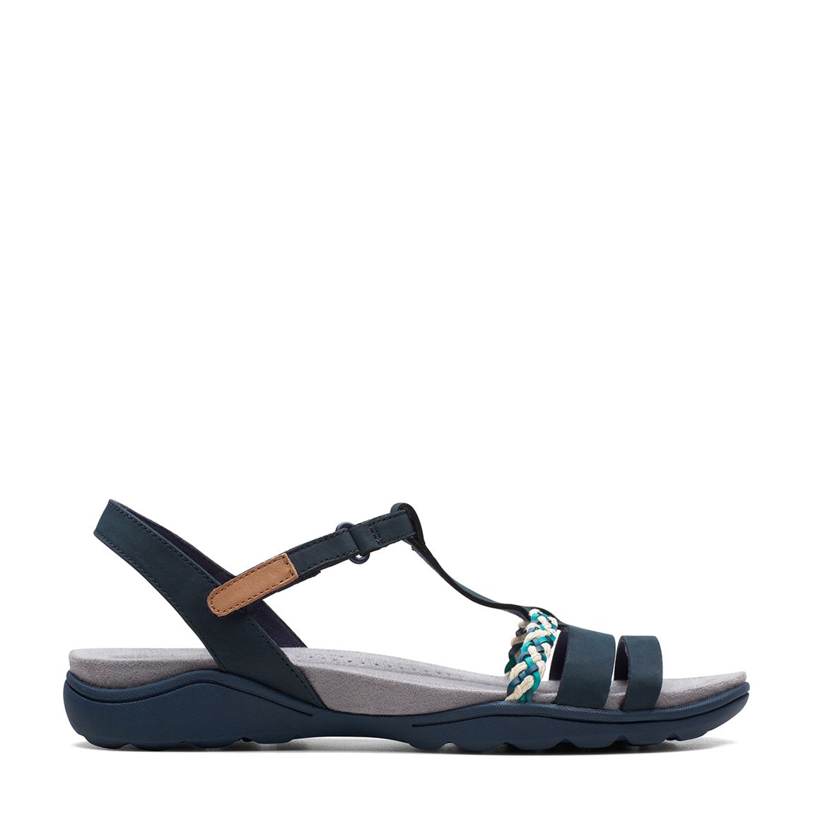 Navy Amanda Tealite Wide Flat Sandals main product photo