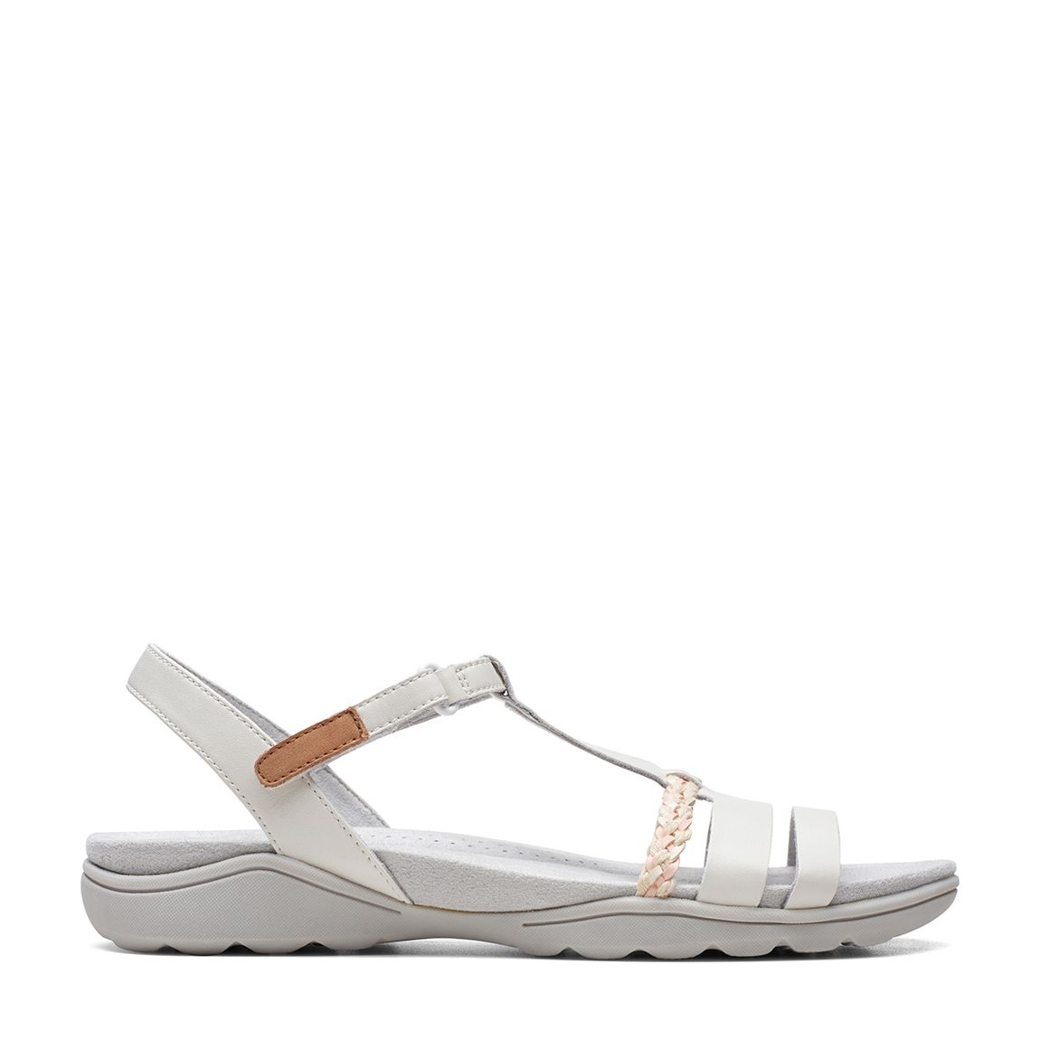 White Amanda Tealite Wide Flat Sandals main product photo